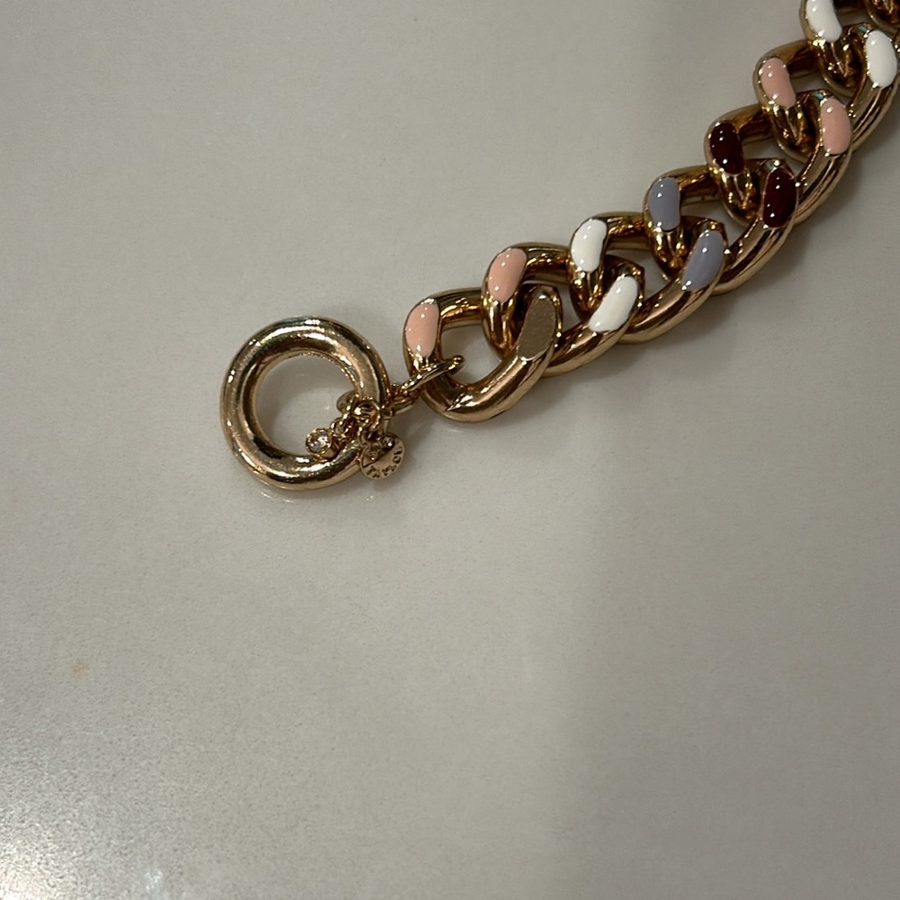 Ann Taylor gold link bracelet with colored enamel embellishment. - Picture 3 of 4
